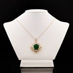 App: $35,874 13.41ct Emerald and 1.72ctw Diamond 18K Yellow and White Gold Pendant (Vault_RR01) 