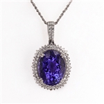 30.80ct Tanzanite and 1.42ctw Diamond Platinum Pendant (GIA CERTIFIED) (Vault_R51) 