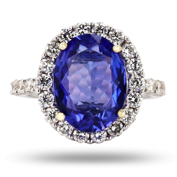 4.77ct Tanzanite and 1.71ctw Diamond 18K White Gold Ring (Vault_R51) 