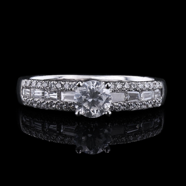 0.53ct SI2 CLARITY CENTER Diamond 18K White Gold Unity Ring (1.01ctw Diamonds) EGL CERTIFIED (Vault_R51) 