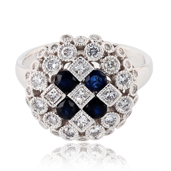 0.70ctw Diamond and 0.66ctw Blue Sapphire Platinum Ring (Vault_R51) 