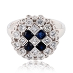 0.70ctw Diamond and 0.66ctw Blue Sapphire Platinum Ring (Vault_R51) 