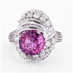 3.39ct Pink Sapphire and 1.54ctw Diamond Platinum Ring (Vault_R51) 