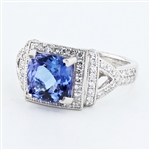 2.98ct Tanzanite and 0.65ctw Diamond Platinum Ring (Vault_R51) 