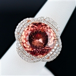 14.37ct Morganite and 1.48ctw Diamond 14K Rose and White Gold Ring (Vault_R51) 