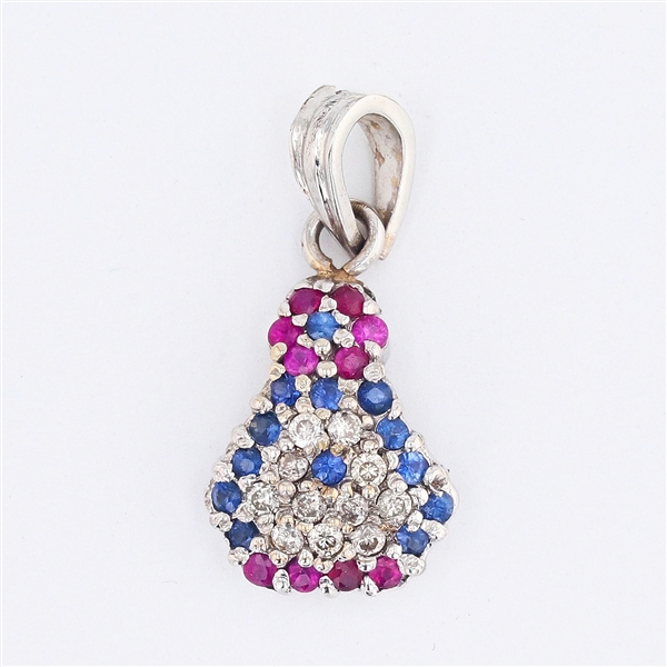 14K White Gold 0.45CT Sapphire Pendant -PNR-