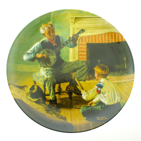 1989 "The Banjo Player" Edwin M. Knowles by Norman Rockwell Collectable Plate with Certificate 