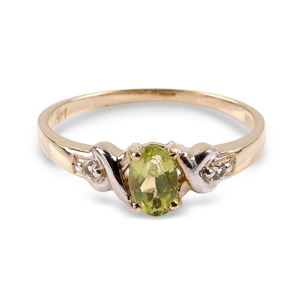 14KT. Gold, 0.47CT Peridot And White Sapphire Ring