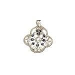 0.32CT Round Cut White Topaz and Sapphire Sterling Silver Pendant