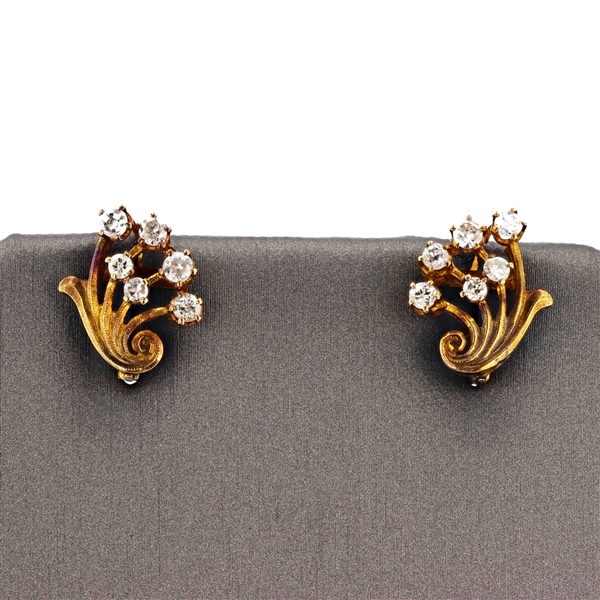 14K Yellow Gold 0.80CT Diamond Earrings -PNR-