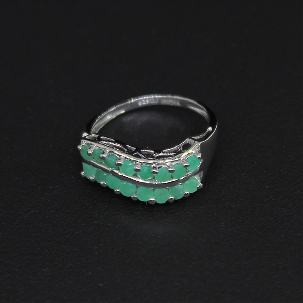 Emerald 925 Sterling Silver Size 7 Ring 