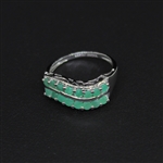 Emerald 925 Sterling Silver Size 7 Ring 