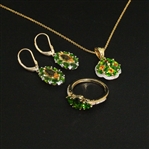 Chrome Diopside Ring size 7, Multi Gemstone Earrings and Pendant Sterling Silver Collection 