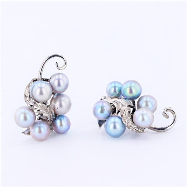 14K White Gold 5mm x 6mm Cultured Pearl Earrings -PNR-