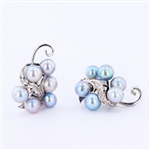 14K White Gold 5mm x 6mm Cultured Pearl Earrings -PNR-