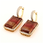 App: $26,390 45.08ctw Tourmaline and 2.61ctw Diamond 14K Yellow Gold Earrings (Vault_RR01) 