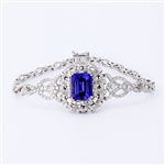 8.91ct Tanzanite and 3.46ctw Diamond 14K White Gold Bracelet (GIA CERTIFIED) (Vault_R52) 