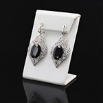 32.55ctw Blue Sapphire and 2.90ctw Diamond 14K White Gold Earrings (Vault_R52) 