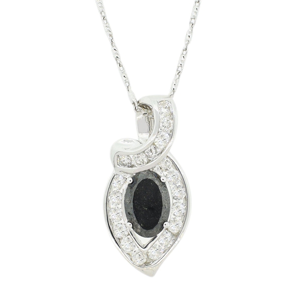 4.03ct Black and 1.31ctw White Diamond 14K White Gold Necklace (5.34ctw Diamonds) (Vault_R52) 