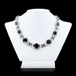 109.15ctw Dark Blue Sapphire and 2.97ctw Diamond 18K White Gold Necklace (Vault_R52) 