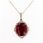 29.59ct Ruby and 0.69ctw Diamond 14K Yellow Gold Pendant (Vault_R52) 