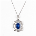 5.41ct Blue Sapphire and 1.34ctw Diamond Platinum Pendant (GIA CERTIFIED) (Vault_R52) 