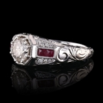 0.81ct VS2 CLARITY CENTER Diamond and 0.26ct Ruby 18K White Gold Ring (Vault_R52) 