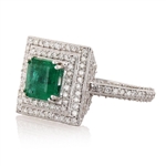 1.49ct Emerald and 1.28ctw Diamond 14K White Gold Ring (Vault_R52) 