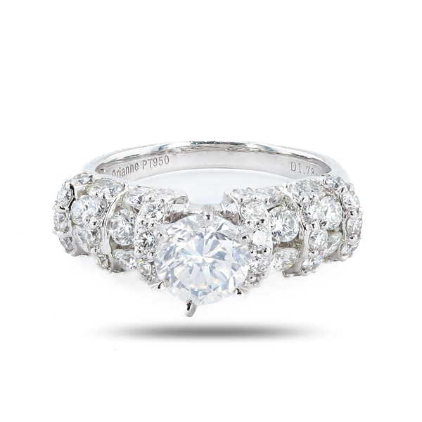 1.52ct H COLOR I1 CLARITY CENTER Diamond Platinum Ring (3.30ctw Diamonds) (Vault_R52) 