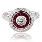 0.24ct Diamond, 0.89ctw Blue Sapphire and Ruby Platinum Ring (0.55ctw Diamonds) (Vault_R52) 