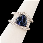 4.57ct Tanzanite and 0.85ctw Diamond 18K White Gold Ring (Vault_R52) 