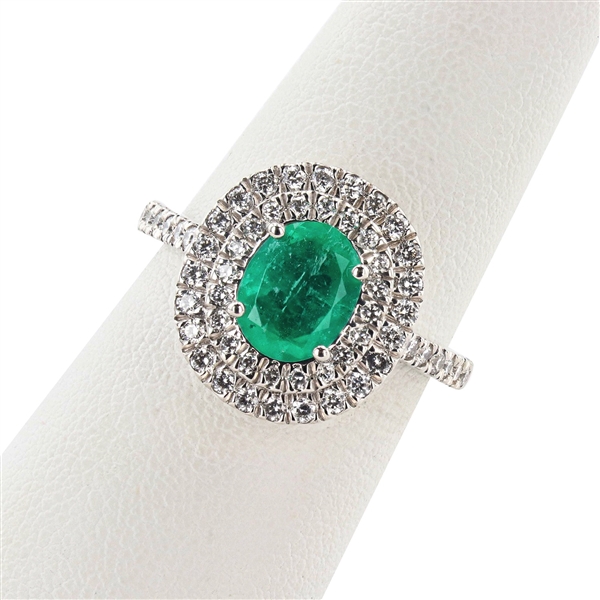 1.12ct COLOMBIAN Emerald and 0.53ctw Diamond Platinum Ring (GIA CERTIFIED) (Vault_R52) 