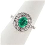 1.12ct COLOMBIAN Emerald and 0.53ctw Diamond Platinum Ring (GIA CERTIFIED) (Vault_R52) 