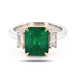 3.36ct Emerald and 0.44ctw Diamond Platinum/18K White and Yellow Gold Ring (Vault_R52) 