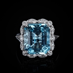 8.01ct Aquamarine and 0.35ctw Diamond Platinum Ring (Vault_R52) 