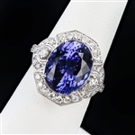 8.67ct Tanzanite and 0.98ctw Diamond Platinum Ring (GIA CERTIFIED) (Vault_R52) 