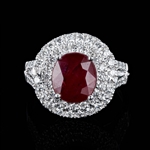 3.01ct Ruby and 0.95ctw Diamond Platinum Ring (GIA CERTIFIED) (Vault_R52) 