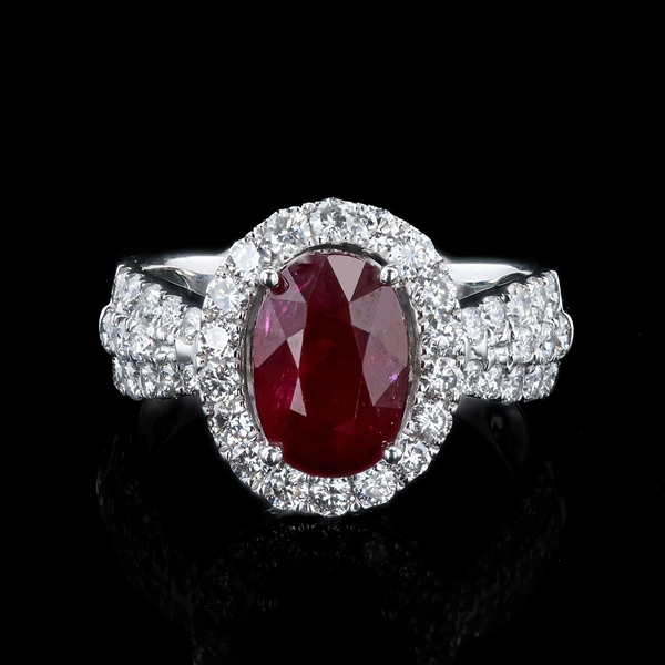 3.06ct Ruby and 1.15ctw Diamond Platinum Ring (GIA CERTIFIED) (Vault_R52) 