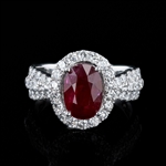 3.06ct Ruby and 1.15ctw Diamond Platinum Ring (GIA CERTIFIED) (Vault_R52) 