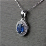 Beautiful Deep Blue Sapphire Pendant Very Nice Quality with White Gold Chain! (Vault_Q)