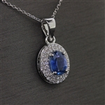 Beautiful Deep Blue Sapphire Pendant Very Nice Quality with White Gold Chain! (Vault_Q)