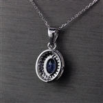 Beautiful Deep Blue Sapphire Pendant Very Nice Quality with White Gold Chain! (Vault_Q)