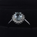 Stunning White Gold Center Aquamarine Gemstone and Diamond Ring! (Vault_Q)