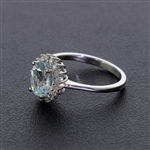 Stunning White Gold Center Aquamarine Gemstone and Diamond Ring! (Vault_Q)