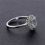 Stunning White Gold Center Aquamarine Gemstone and Diamond Ring! (Vault_Q)