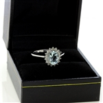 Stunning White Gold Center Aquamarine Gemstone and Diamond Ring! (Vault_Q)