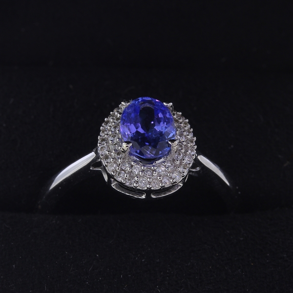 High Quality Elegant Tanzanite Ring Loaded with Diamonds in Brand New White Gold Setting! (Vault_Q)