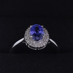 High Quality Elegant Tanzanite Ring Loaded with Diamonds in Brand New White Gold Setting! (Vault_Q)