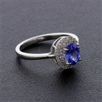 High Quality Elegant Tanzanite Ring Loaded with Diamonds in Brand New White Gold Setting! (Vault_Q)