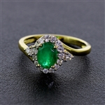 Auction Opportunity! Brand New Yellow Gold Emerald Ring with Diamonds! (Vault_Q)